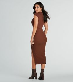 Style 05102-5304 Windsor Brown Size 4 Sleeves Tall Height Side slit Dress on Queenly