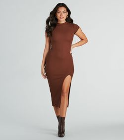 Style 05102-5304 Windsor Brown Size 8 Mini Floor Length Side slit Dress on Queenly