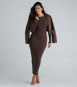 Style 05102-5331 Windsor Brown Size 4 Sleeves Long Sleeve Straight Dress on Queenly