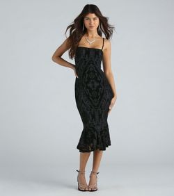 Style 05101-2516 Windsor Black Size 4 Velvet Wednesday Sheer Prom Cocktail Dress on Queenly