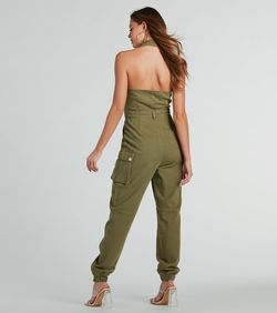 Style 06302-0806 Windsor Green Size 4 06302-0806 Pockets Jersey High Neck Jumpsuit Dress on Queenly