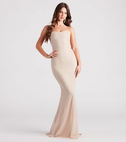 Style 05002-7041 Windsor White Size 12 Party 05002-7041 Tall Height Shiny Straight Dress on Queenly