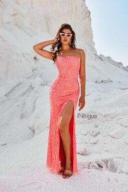 Style 91031 Blush Prom Orange Size 2 Floor Length Tall Height Side slit Dress on Queenly