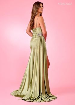 Style 70593 Rachel Allan Green Size 6 Floor Length Pageant Side slit Dress on Queenly