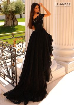 Style 810986 Clarisse Black Tie Size 6 Tall Height Floor Length Prom Side slit Dress on Queenly