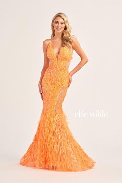 Style EW35006 Ellie Wilde Orange Size 6 Ew35006 Sequined Mermaid Dress on Queenly