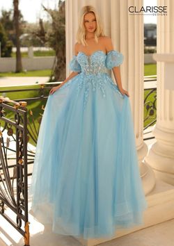 Style 810721 Clarisse Light Blue Size 6 Tall Height Floor Length Prom Ball gown on Queenly