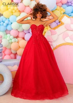Style 810721 Clarisse Red Size 14 Tall Height Prom Plus Size Ball gown on Queenly