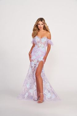 Style EW34034 Ellie Wilde Purple Size 0 Lavender Floor Length Ew34034 Side slit Dress on Queenly