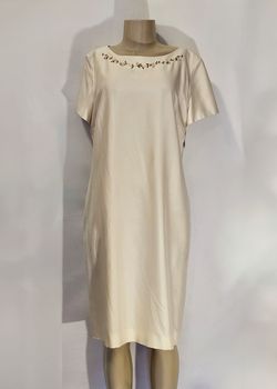 Talbots Nude Size 12 Floor Length Silk Plus Size Military Straight Dress on Queenly