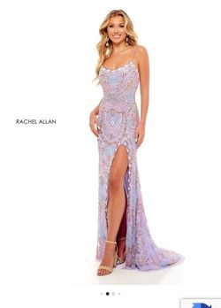 Rachel Allan Multicolor Size 6 Pageant Black Tie Spaghetti Strap Prom Side slit Dress on Queenly