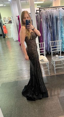 Sherri Hill Black Size 4 Prom Floor Length Side slit Dress on Queenly