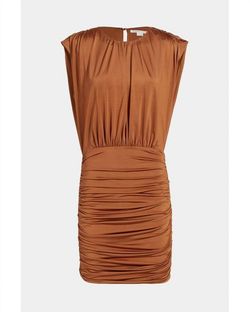 Style 1-1122493981-1901 Veronica Beard Brown Size 6 Polyester Tall Height Cocktail Dress on Queenly