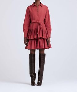Style 1-1191131808-2168 Derek Lam 10 Crosby Red Size 8 Belt High Neck Polyester Cocktail Dress on Queenly