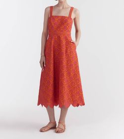 Style 1-1685066981-1498 SALONI Orange Size 4 Silk Square Neck A-line Print Cocktail Dress on Queenly