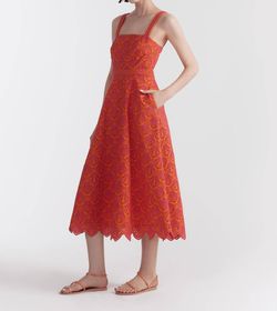 Style 1-1685066981-1901 SALONI Orange Size 6 Square Neck A-line Print Cocktail Dress on Queenly