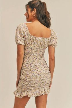 Style 1-1784804316-3471 LUSH Nude Size 4 Pattern Tall Height Floral Cocktail Dress on Queenly