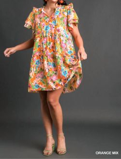 Style 1-2135878875-3775 umgee Orange Size 16 Floral Cocktail Dress on Queenly