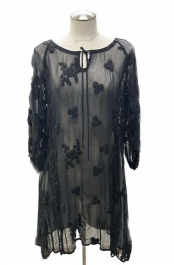 Style 1-2195175248-2696 YAUVAN Clothing Black Size 12 Embroidery Long Sleeve Mini Cocktail Dress on Queenly