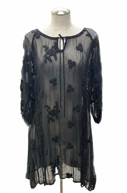 Style 1-2195175248-3236 YAUVAN Clothing Black Size 4 Embroidery Long Sleeve Mini Cocktail Dress on Queenly