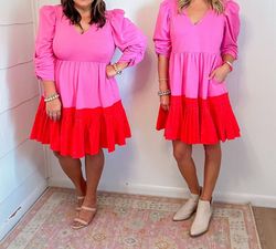 Style 1-2289272995-3010 Crosby by Mollie Burch Hot Pink Size 8 V Neck Sleeves Free Shipping Cocktail Dress on Queenly