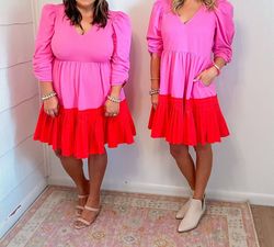 Style 1-2289272995-3010 Crosby by Mollie Burch Hot Pink Size 8 Barbiecore V Neck Sleeves Cocktail Dress on Queenly