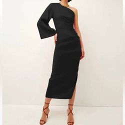 Style 1-2397229196-649 Veronica Beard Black Size 2 Straight One Shoulder Cocktail Dress on Queenly