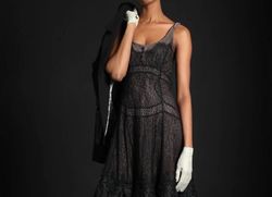Style 1-2450949480-1498 Byron Lars Black Size 4 Lace Wednesday Cocktail Dress on Queenly