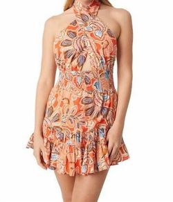 Style 1-2496961551-3854 Misa Los Angeles Orange Size 0 Free Shipping Summer Floral Sorority Cocktail Dress on Queenly