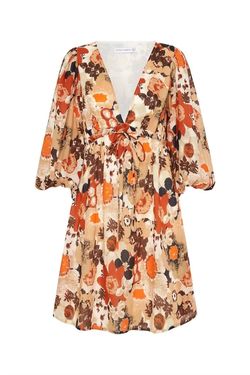 Style 1-276523444-2901 FAITHFULL THE BRAND Multicolor Size 8 Mini Print V Neck Tall Height Cocktail Dress on Queenly
