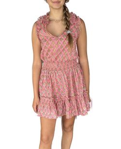 Style 1-2851020849-3236 Anna Cate Pink Size 4 Print Ruffles Cocktail Dress on Queenly