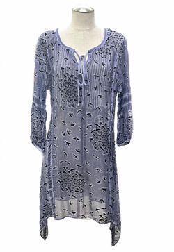 Style 1-3043791832-3236 YAUVAN Clothing Blue Size 4 Summer Mini Print Tall Height Grey Cocktail Dress on Queenly