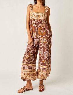 Style 1-317998268-2793 Free People Brown Size 12 Sorority Square Neck Jumpsuit Dress on Queenly