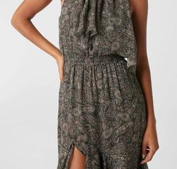 Style 1-3746310076-3236 Misa Los Angeles Gray Size 4 Print High Neck Side slit Dress on Queenly