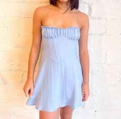 Style 1-3902608564-2791 Sky to Moon Blue Size 12 Sorority Casual Strapless Plus Size Cocktail Dress on Queenly
