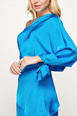 Style 1-3919550475-2791 Strut & Bolt Blue Size 12 Satin Side Slit Cocktail Dress on Queenly
