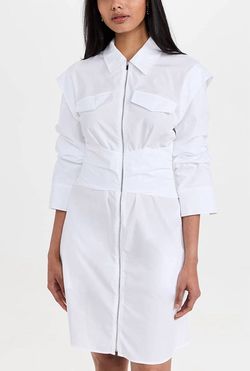 Style 1-4173255605-1498 Derek Lam 10 Crosby White Size 4 Sorority Pockets Long Sleeve Free Shipping Mini Cocktail Dress on Queenly