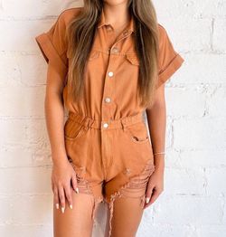 Style 1-418209724-3471 Idem Ditto Brown Size 4 Jumpsuit Dress on Queenly