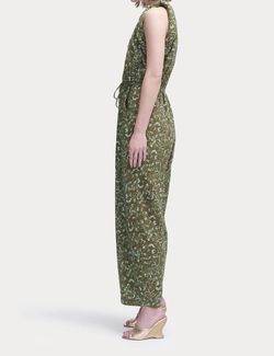 Style 1-1067121652-3236 RACHEL COMEY Green Size 4 Print Floral Belt Jumpsuit Dress on Queenly