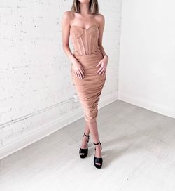 Style 1-1364595499-3236 BARDOT Nude Size 4 Free Shipping Sheer Cocktail Dress on Queenly