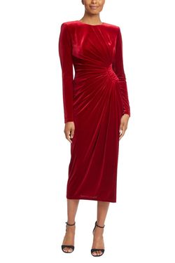 Style 1-1404817573-1498 BADGLEY MISCHKA Red Size 4 Velvet Free Shipping Cocktail Dress on Queenly