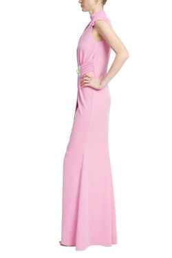 Style 1-1839552497-98 BADGLEY MISCHKA Pink Size 10 Cap Sleeve Spandex 1-1839552497-98 Sleeves Side slit Dress on Queenly