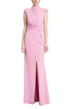 Style 1-1839552497-98 BADGLEY MISCHKA Pink Size 10 Cap Sleeve Spandex 1-1839552497-98 Sleeves Side slit Dress on Queenly