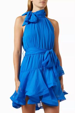 Style 1-2006509396-3236 ELLIATT Blue Size 4 Polyester Wedding Guest Ruffles Jersey Cocktail Dress on Queenly