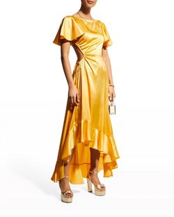 Style 1-23646275-1901 cinq a sept Yellow Size 6 Free Shipping Ruffles Cocktail Dress on Queenly