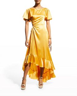 Style 1-23646275-1901 cinq a sept Yellow Size 6 Free Shipping Ruffles Cocktail Dress on Queenly