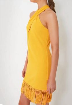 Style 1-2673566532-3471 SAYLOR Yellow Size 4 Summer Polyester Sorority Speakeasy Keyhole Cocktail Dress on Queenly