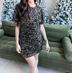 Style 1-2674547831-2696 GREYLIN Black Size 12 Free Shipping Tall Height Sequined Plus Size Cocktail Dress on Queenly