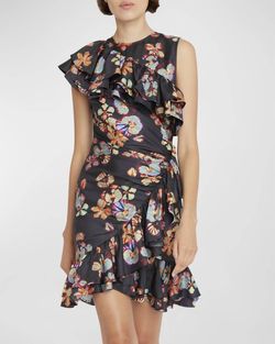 Style 1-2682627044-649 Ulla Johnson Black Size 2 Keyhole Free Shipping Silk Print Cocktail Dress on Queenly