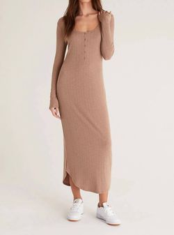 Style 1-2799531710-3236 Z Supply Brown Size 4 Long Sleeve Fitted Cocktail Dress on Queenly